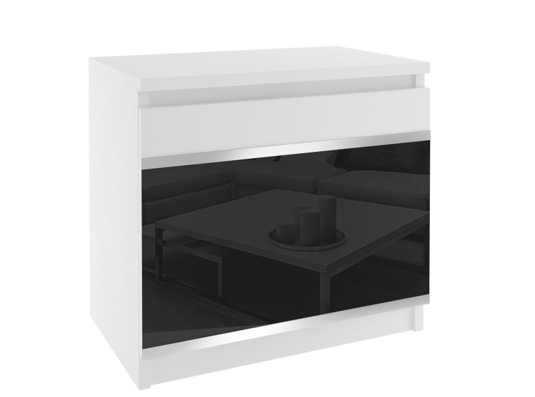 Nočný stolík Belini biely / čierny Výrobca BH SN1/1/W/W/4B/0