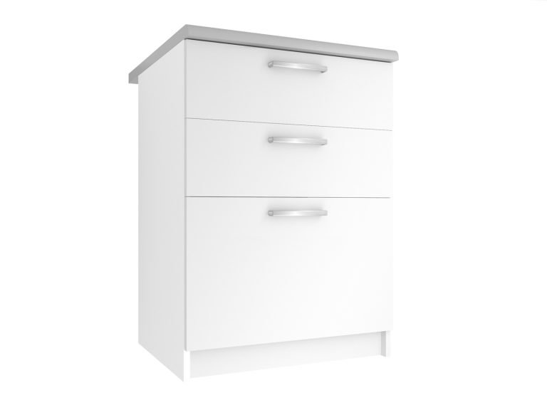Kuchynská skrinka Belini spodná so zásuvkami 60 cm biely mat bez pracovnej dosky Výrobca TOR SDSZ60/1/WT/WT/BB/E
