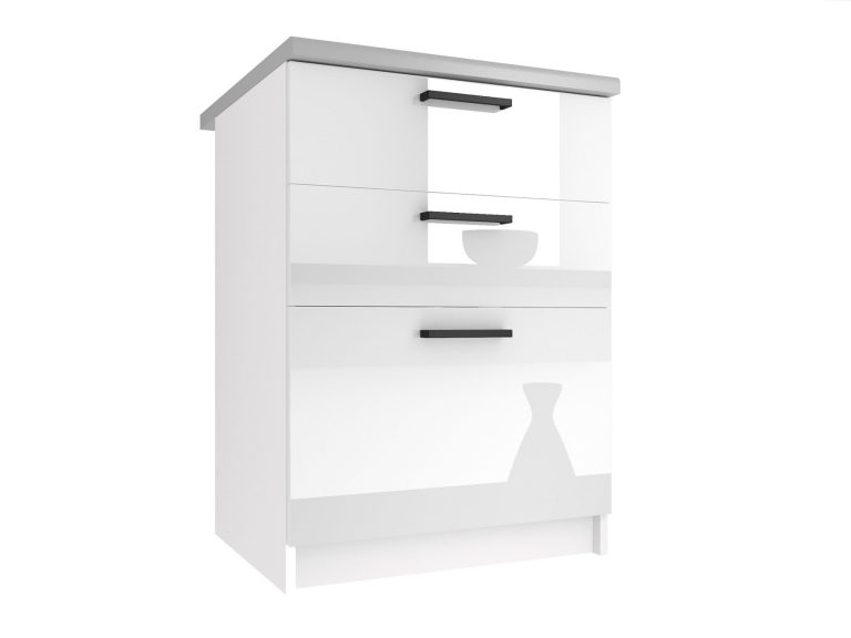 Kuchynská skrinka Belini spodná so zásuvkami 60 cm biely lesk s pracovnou doskou Výrobca INF SDSZ60/1/WT/W/0/B1