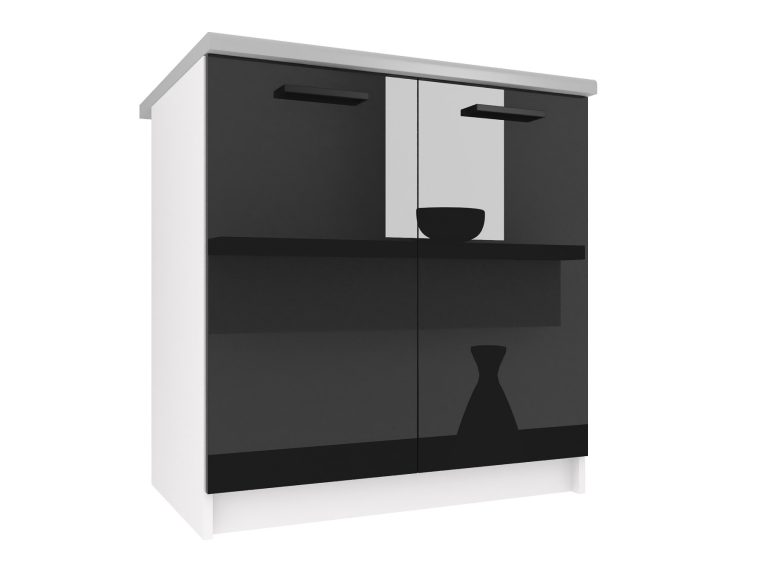 Kuchynská skrinka Belini spodná 80 cm čierny lesk s pracovnou doskou Výrobca INF SD80/0/WT/B/0/B1
