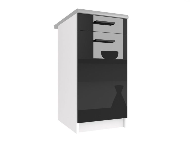 Kuchynská skrinka Belini spodná so zásuvkami 40 cm čierny lesk s pracovnou doskou Výrobca NF SDSZ1-40/1/WT/B/0/B1
