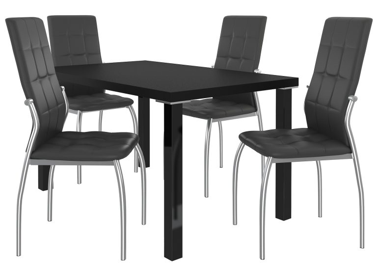 Jedálenský set 1 + 4 Belini čierny / čierne Loreno LOR/0/ZES/B/4B