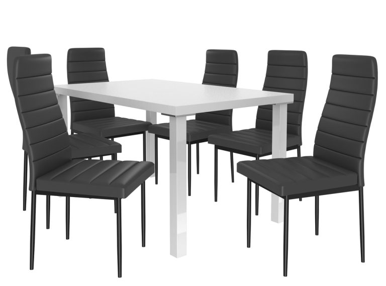 Jedálenský set 1 + 6 Belini biely / čierne Moderno MOD/0/ZES/W/6B