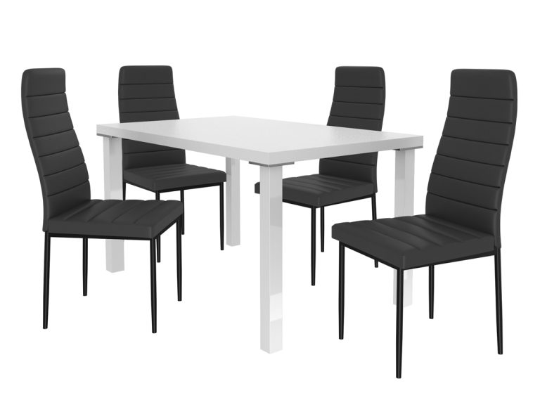 Jedálenský set 1 + 4 Belini biely / čierne Moderno MOD/0/ZES/W/4B
