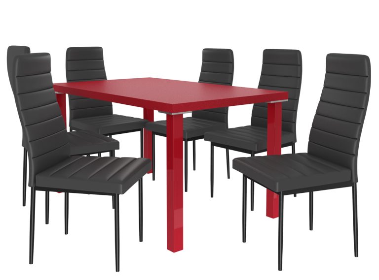 Jedálenský set 1 + 6 Belini červený / čierne Moderno MOD/0/ZES/R/6B