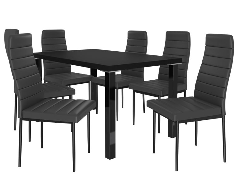 Jedálenský set 1 + 6 Belini čierny / čierne Moderno MOD/0/ZES/B/6B