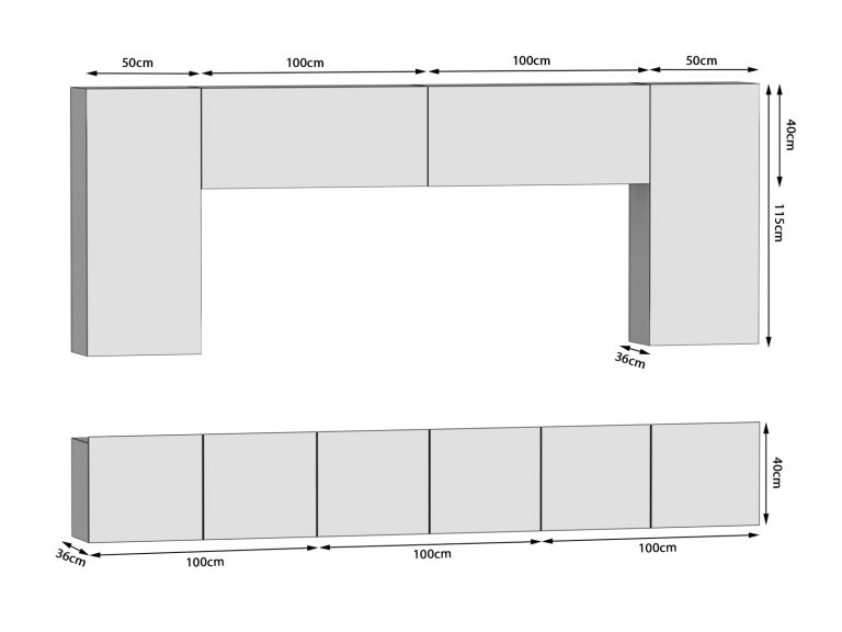 Obývacia stena 300 cm Belini biely lesk / šedý antracit Glamour Wood Imperium2 Výrobca MP 2/5/W/WGW1/0/0