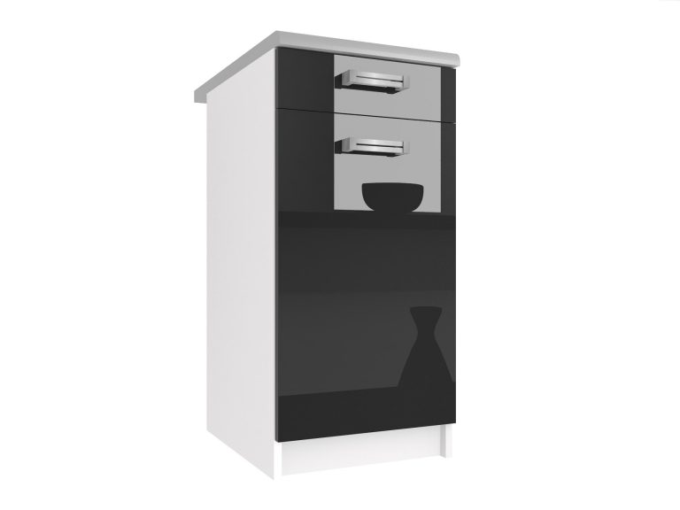 Kuchynská skrinka Belini spodná so zásuvkami 40 cm čierny lesk s pracovnou doskou Výrobca INF SDSZ1-40/1/WT/B/0/D
