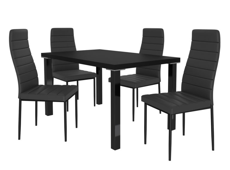 Jedálenský set 1 + 4 Belini čierny / čierne Moderno MOD/0/ZES/B/4B