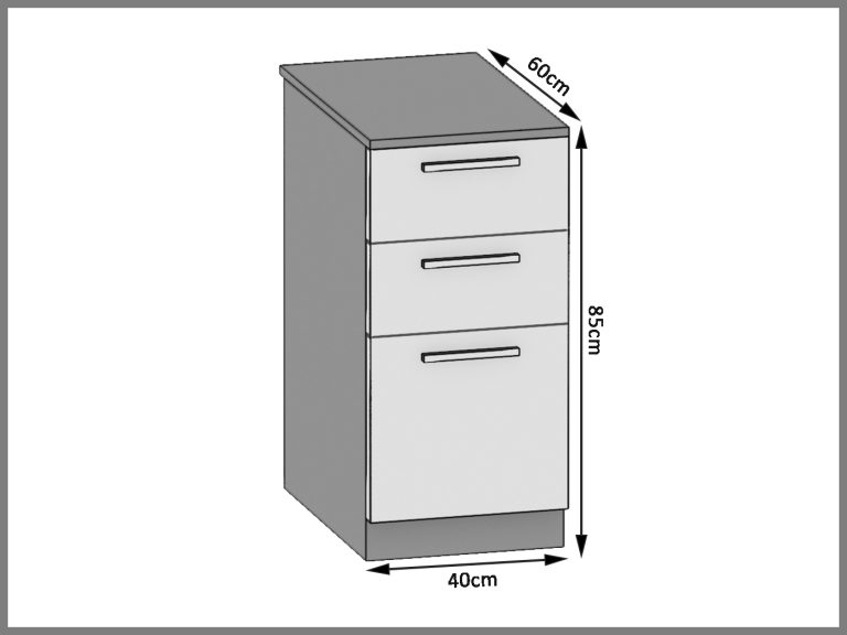 Kuchynská skrinka Belini spodná so zásuvkami 40 cm biely lesk s pracovnou doskou Výrobca INF SDSZ40/1/WT/W/0/D
 