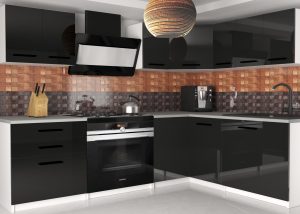 Kuchynská linka Belini 300 cm čierny lesk s pracovnou doskou Armin2 Výrobca