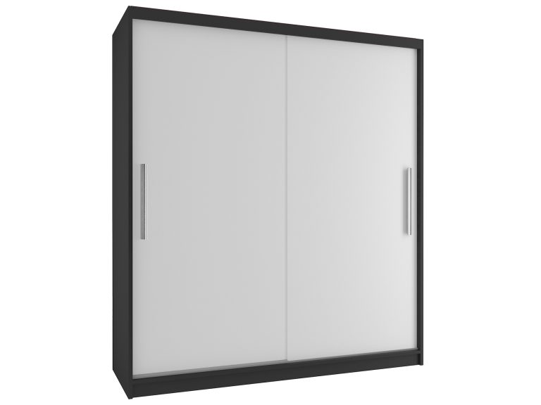 Šatníková skriňa 133 cm Belini čierny mat / biely mat s posuvnými dverami Výrobca SI SZP2/2/B/W/0/AL