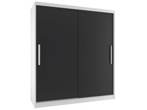 Šatníková skriňa 133 cm Belini biely mat / čierny mat s posunými dverami Výrobca SI SZP2/2/W/B/0/AL