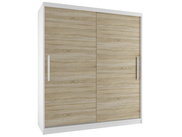 Šatníková skriňa 133 cm Belini biely mat / dub sonoma s posuvnými dverami Výrobca SI SZP2/2/W/DS/0/AL