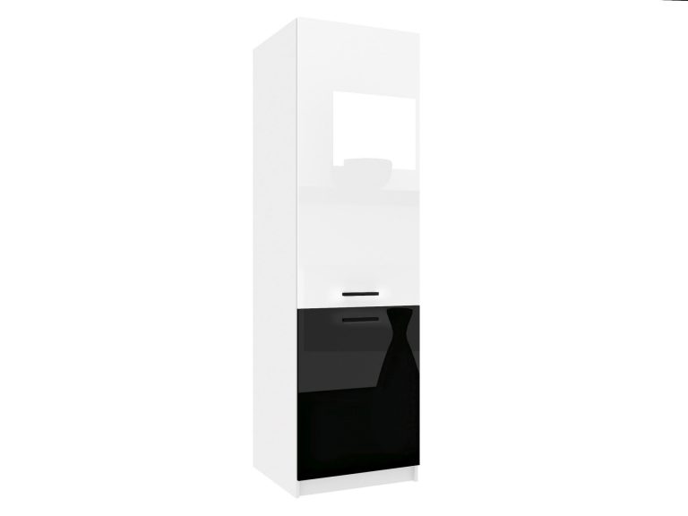 Vysoká kuchynská skrinka Belini pre vstavanú chladničku 60 cm biely lesk / čierny lesk Výrobca INF SSL60/1/WT/WB/0/B1
