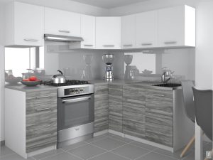 Kuchynská linka Belini 360 cm biely mat / šedý antracit Glamour Wood bez pracovnej dosky Lidiauniqa3 Výrobca