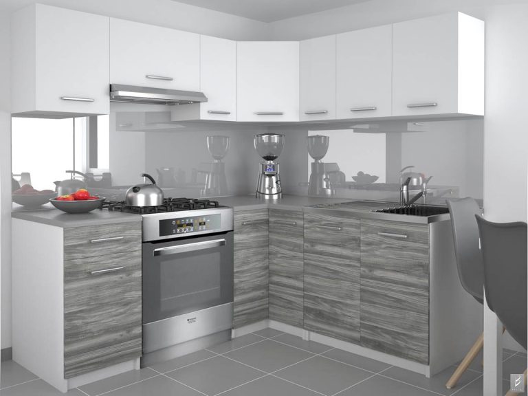 Kuchynská linka Belini 360 cm biely mat / šedý antracit Glamour Wood bez pracovnej dosky Lidiauniqa3 Výrobca TOR LIDIAUNIQA3/3/WT/WTGW1/BB/E