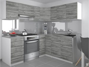 Kuchynská linka Belini 360 cm šedý antracit Glamour Wood s pracovnou doskou Lidiauniqa Výrobca