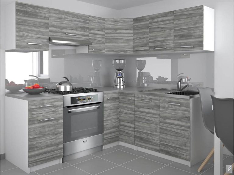 Kuchynská linka Belini 360 cm šedý antracit Glamour Wood bez pracovnej dosky Lidiauniqa3 Výrobca TOR LIDIAUNIQA3/3/WT/GW1/BB/E