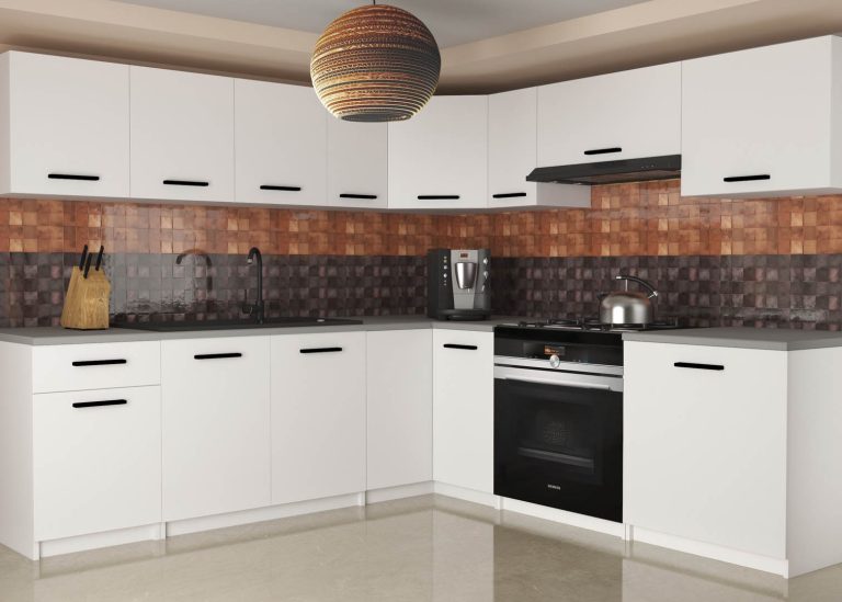 Kuchynská linka Belini 420 cm biely mat s pracovnou doskou Uniqaplus  Výrobca TOR UNIQAPLUS/4/WT/WT/0/B1