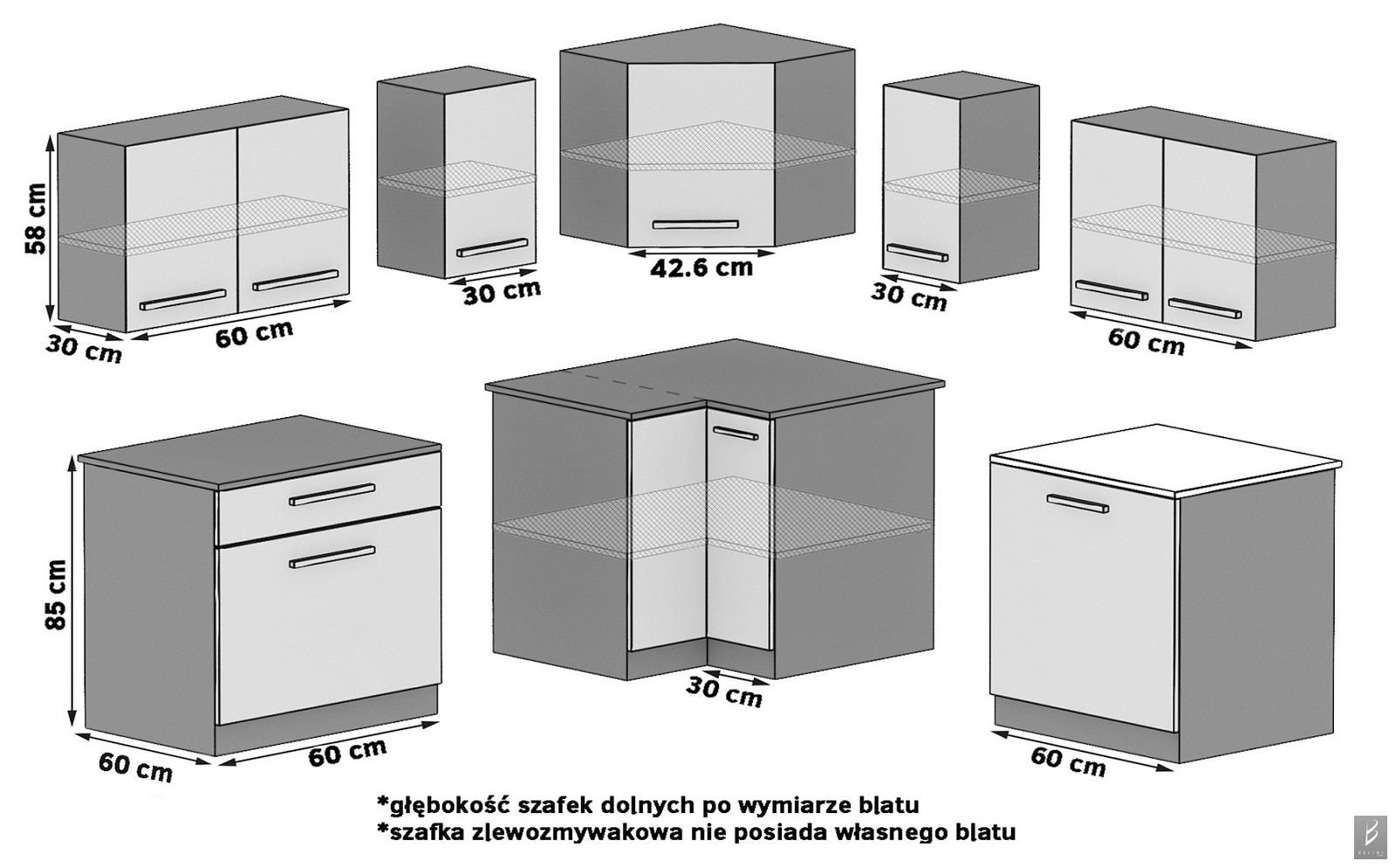 Kuchynská linka Belini 300 cm biely mat / šedý antracit Glamour Wood s pracovnou doskou Armin3 Výrobca TOR ARMIN3/1/WT/WTGW1/0/U
