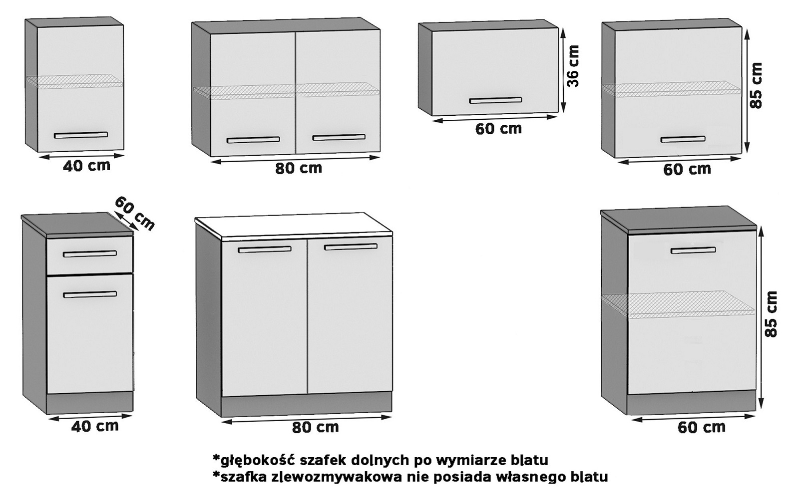 Kuchynská linka Belini 240 cm biely mat / šedý antracit Glamour Wood s pracovnou doskou Uniqa3 Výrobca TOR UNIQA3/3/WT/WTGW1/0/E
