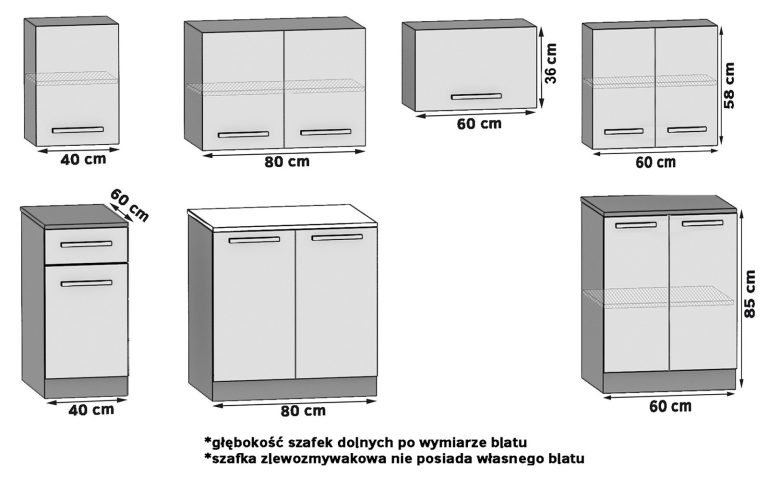 Kuchynská linka Belini 240 cm šedý antracit Glamour Wood bez pracovnej dosky Uniqa2 Výrobca TOR UNIQA2/3/WT/GW1/BB/B1