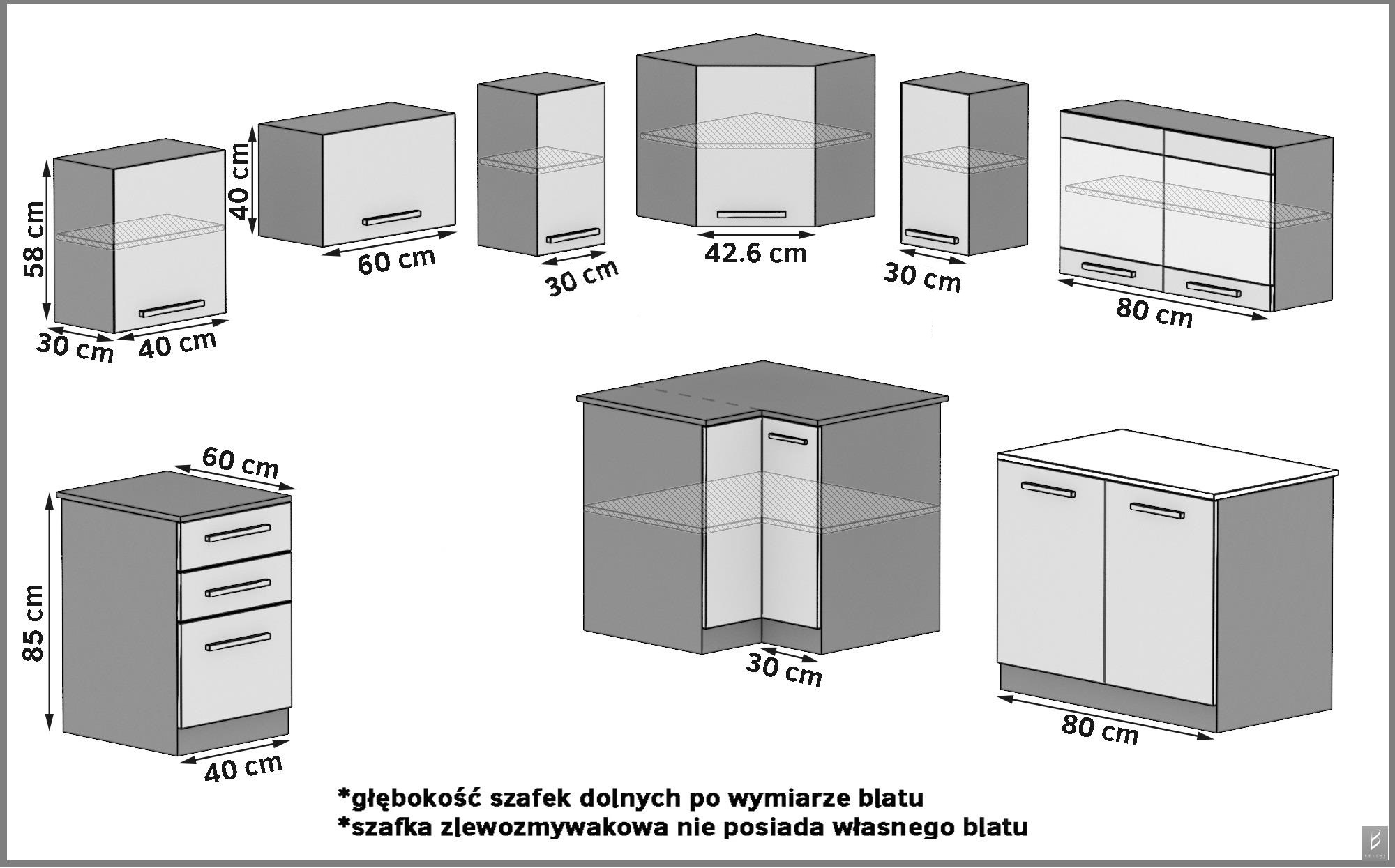 Kuchynská linka Belini 360 cm čierny lesk s pracovnou doskou Lidia2 Výrobca INF LIDIA2/6/WT/B/0/B1