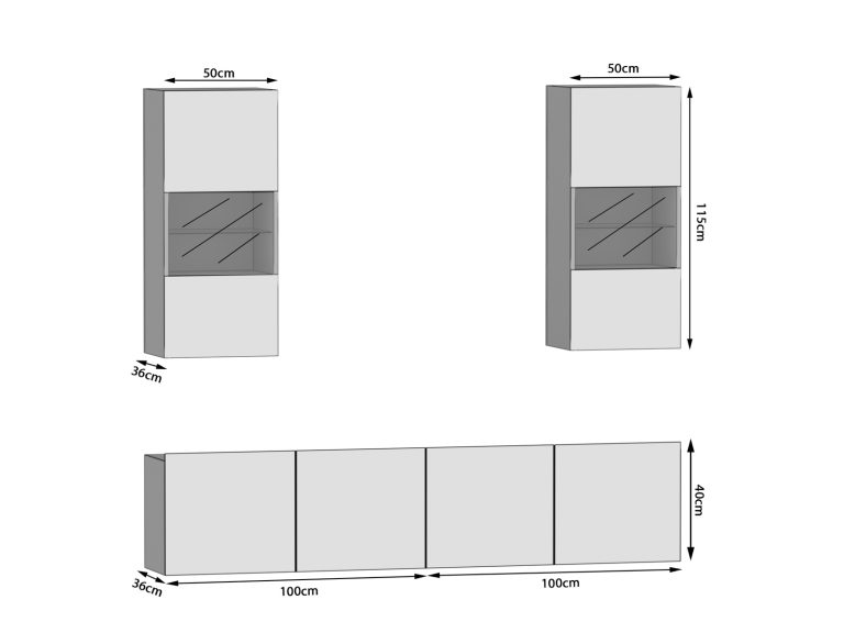 Obývacia stena 200 cm Belini biely lesk / šedý antracit Glamour Wood Imperium7 Výrobca IMP 7/5/W/WGW1/0/0
