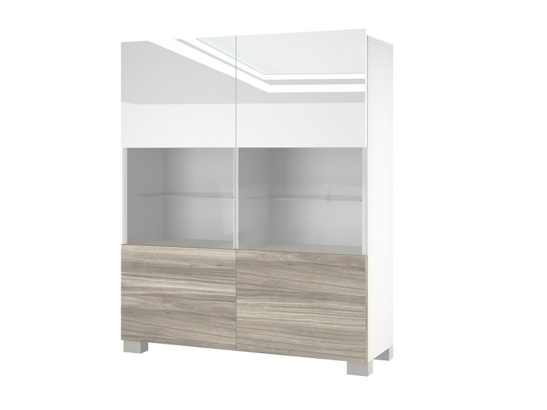 Komoda Belini biely lesk / šedý antracit Glamour Wood Belini 10 IMP KOM1/3/W/WGW1/0/0