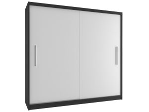 Šatníková skriňa 200 cm Belini čierny mat / biely mat s posuvnými dverami Výrobca SI SZP1/2/B/W/0/AL