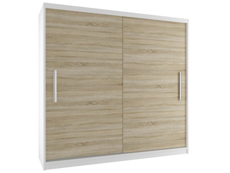 Šatníková skriňa 200 cm Belini biely mat / dub sonoma s posuvnými dverami Výrobca SI SZP1/2/W/DS/0/AL