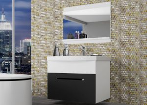 Kúpeľňový nábytok Belini čierny  mat / biely mat  + umývadlo + zrkadlo Výrobca ROD M 1/0/W/BW/0/ZW