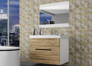 Kúpeľňový nábytok Belini  dub sonoma + umývadlo + zrkadlo Výrobca ROD M 1/0/W/DS/0/ZW