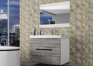 Kúpeľňový nábytok Belini  šedý antracit Glamour Wood + umývadlo + zrkadlo Výrobca ROD M 1/0/W/GW/0/ZW