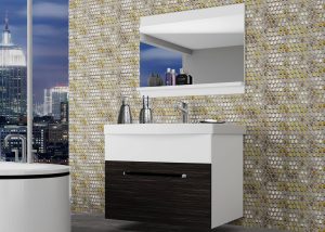 Kúpeľňový nábytok Belini eben kráľovský / biely mat + umývadlo + zrkadlo Výrobca ROD M 1/0/W/HKW/0/ZW