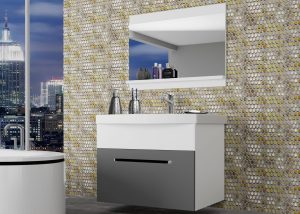 Kúpeľňový nábytok Belini šedý mat / biely mat + umývadlo + zrkadlo Výrobca ROD M 1/0/W/SRW/0/ZW