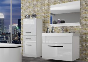Kúpeľňový nábytok Belini biely lesk + umývadlo + zrkadlo Výrobca ROD P 2/0/W/W/0/ZW