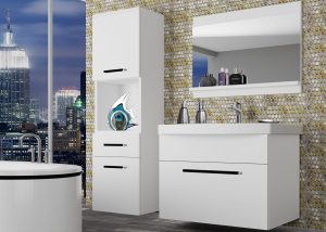 Kúpeľňový nábytok Belini  biely mat + umývadlo + zrkadlo Výrobca ROD M 3/0/W/W/0/ZW