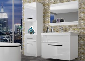 Kúpeľňový nábytok Belini biely lesk + umývadlo + zrkadlo Výrobca ROD P 3/0/W/W/0/ZW