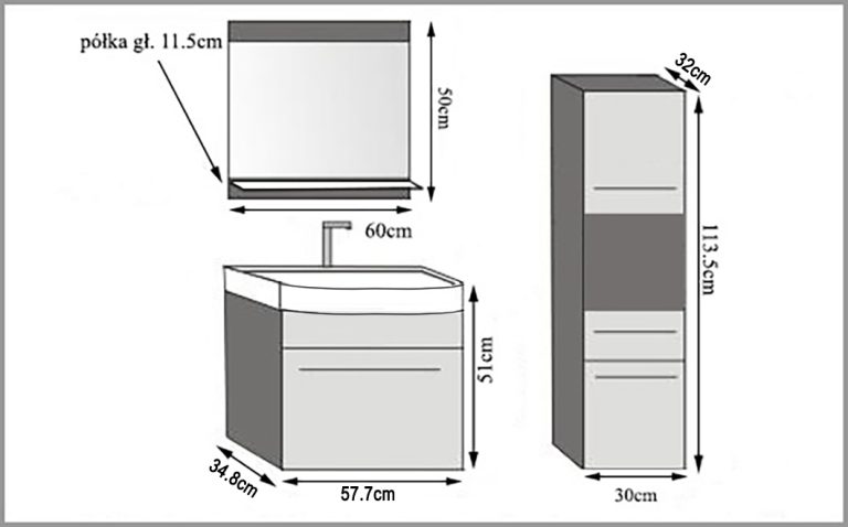 Kúpeľňový nábytok Belini biely lesk / eben kráľovský + umývadlo + zrkadlo Výrobca ROD PM 3/0/W/WHK/0/ZW