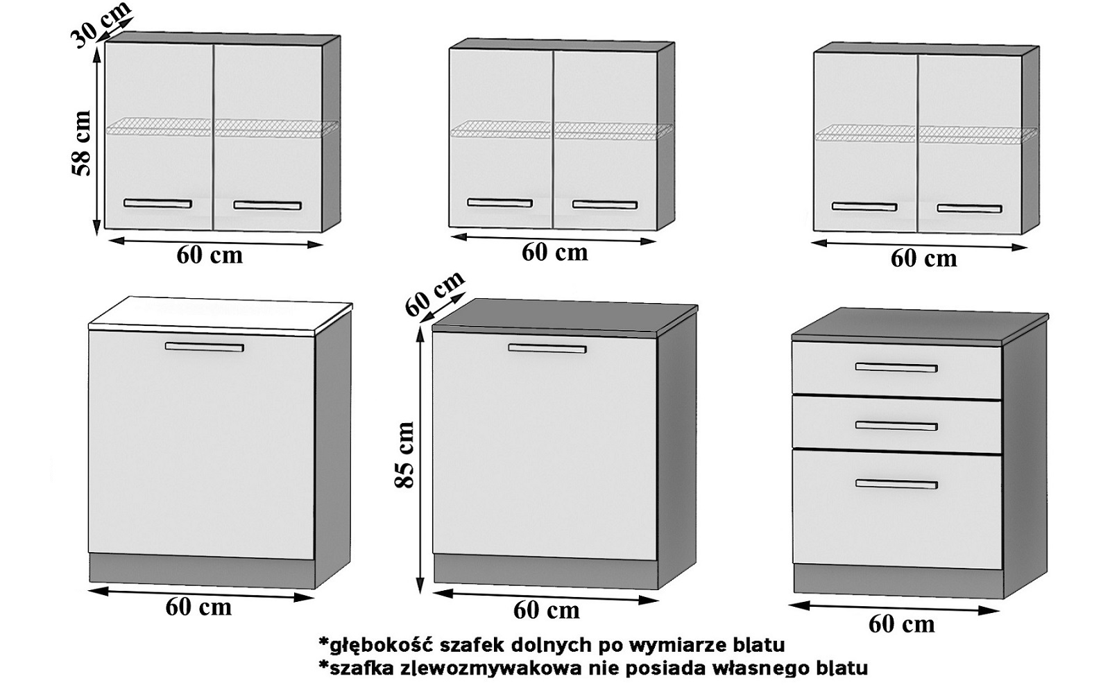 Kuchynská linka Belini 180 cm biely mat s pracovnou doskou Sonik2 Výrobca TOR SONIK2/3/WT/WT/0/B1
