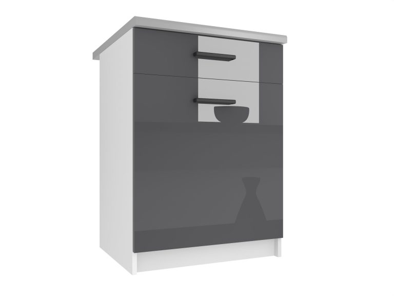 Kuchynská skrinka Belini spodná so zásuvkami 60 cm šedý lesk s pracovnou doskou Výrobca INF SDSZ1-60/0/WT/S/0/B1
