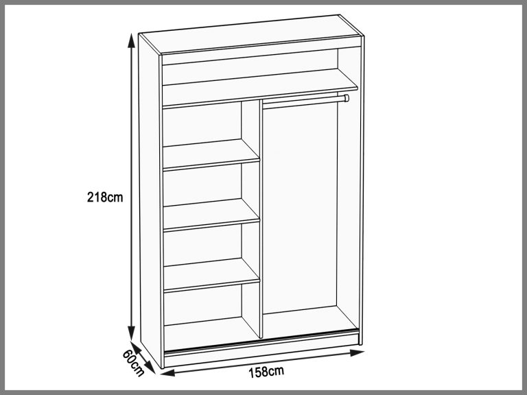 Šatníková skriňa 158 cm Belini čierny mat / biely mat s posuvnými dverami a zrkadlom Výrobca ME SZP3/2/B/W/0/AL