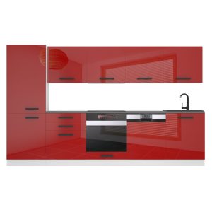 Kuchynská linka Belini Premium Full Version 300 cm červený lesk s pracovnou doskou ROSE Výrobca