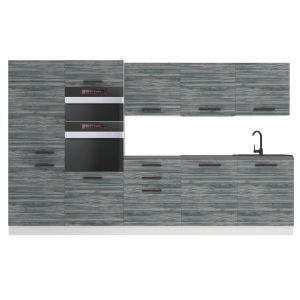 Kuchynská linka Belini Premium Full Version 300 cm šedý antracit Glamour Wood s pracovnou doskou GRACE Výrobca