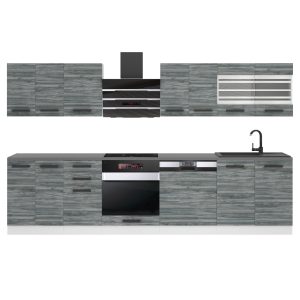 Kuchynská linka Belini Premium Full Version 300 cm šedý antracit Glamour Wood s pracovnou doskou LUCY Výrobca