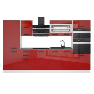 Kuchynská linka Belini Premium Full Version 300 cm červený lesk s pracovnou doskou MILA Výrobca