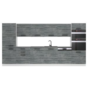 Kuchynská  linka Belini Premium Full Version 360 cm šedý antracit Glamour Wood bez pracovnej dosky NAOMI Výrobca