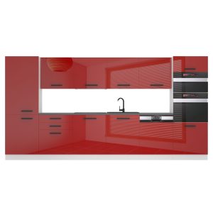 Kuchynská  linka Belini Premium Full Version 360 cm červený lesk bez pracovnej dosky NAOMI Výrobca